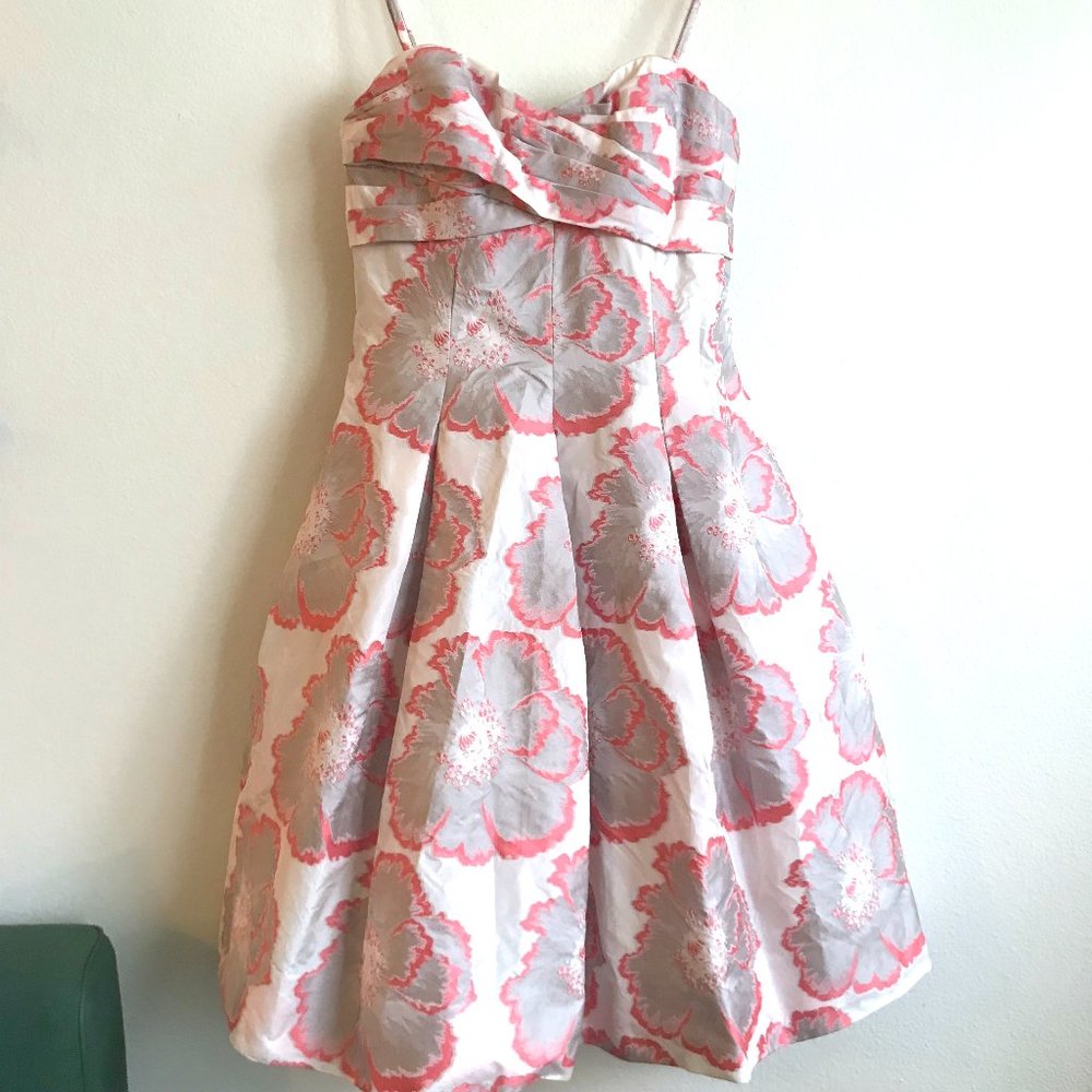 Aidan Mattox Convertible Spaghetti / Strapless Pink Floral Party Dress Size 6